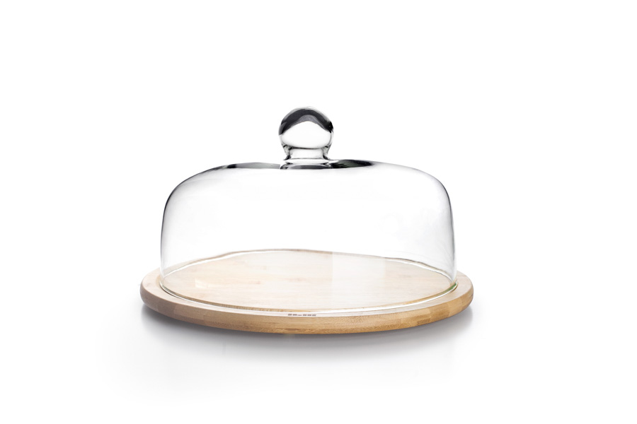 COUVERCLE EN VERRE AVEC FOND EN BOIS30CM